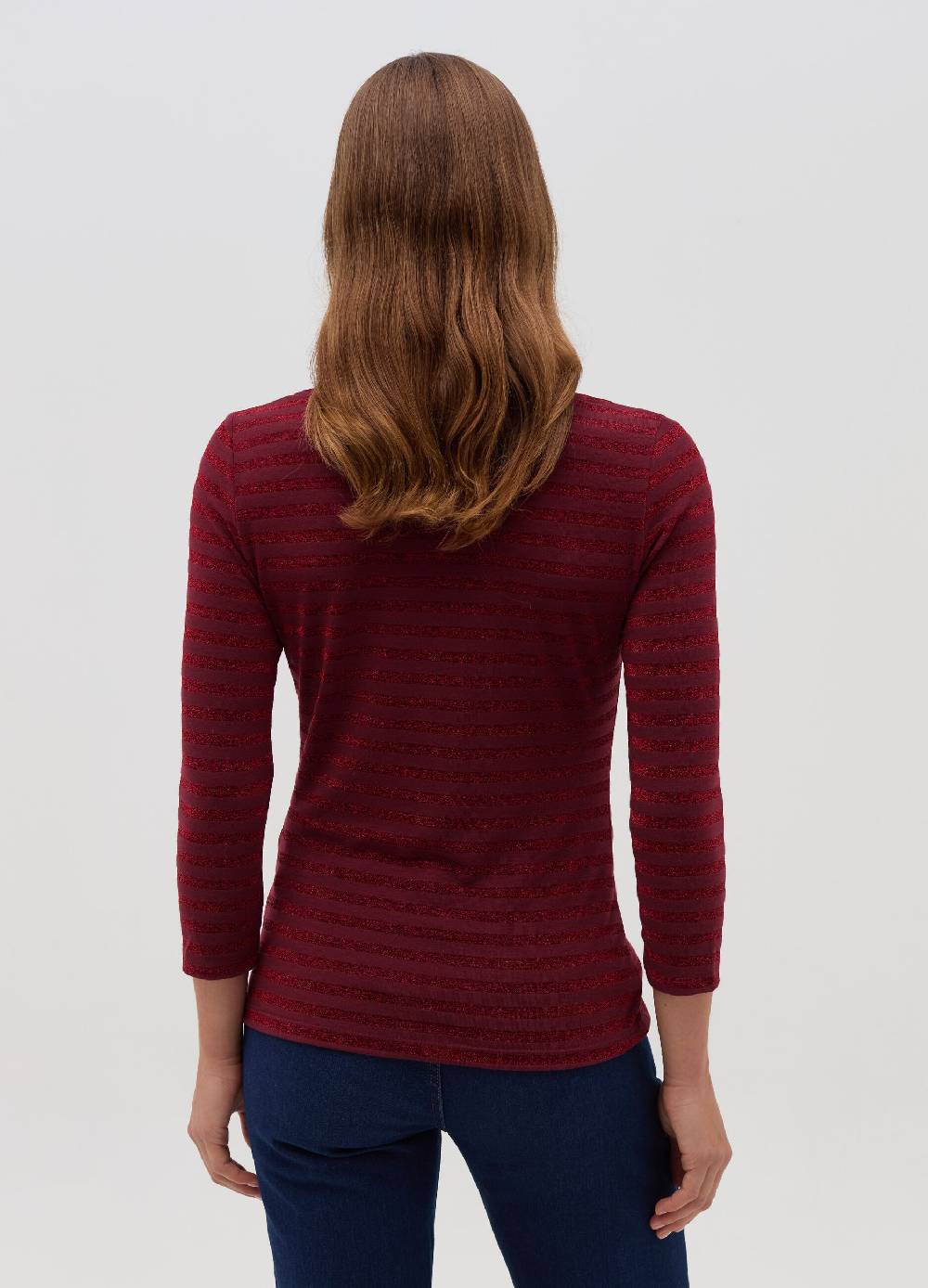 HYBRID T-shirt a righe in lurex maniche a tre quarti Shopping Online
