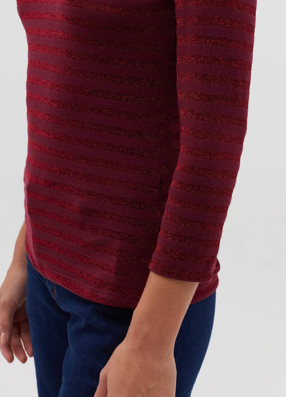 HYBRID T-shirt a righe in lurex maniche a tre quarti Shopping Online