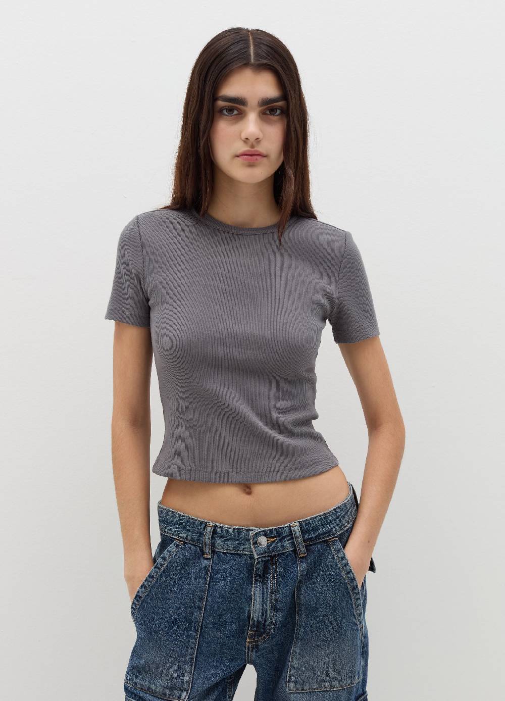 B. ANGEL T-shirt in cotone stretch a costine Negozio online di fabbrica
