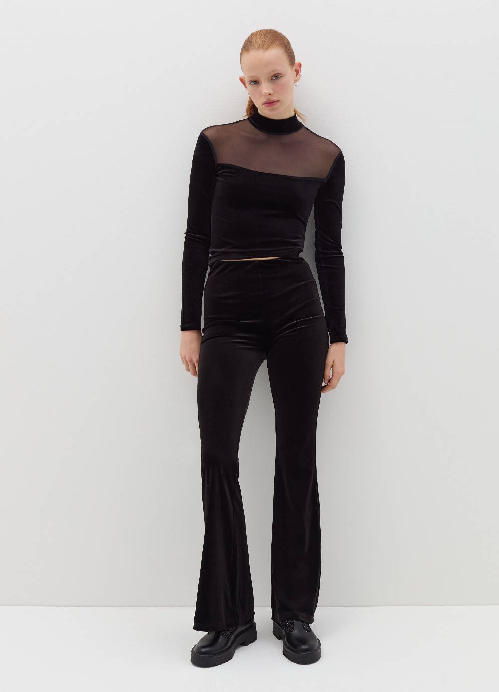 B. ANGEL T-shirt in velluto con inserto in mesh In Saldo