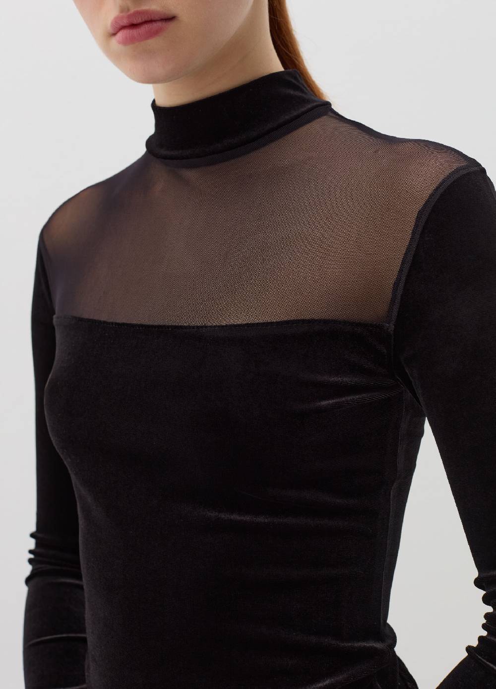 B. ANGEL T-shirt in velluto con inserto in mesh In Saldo