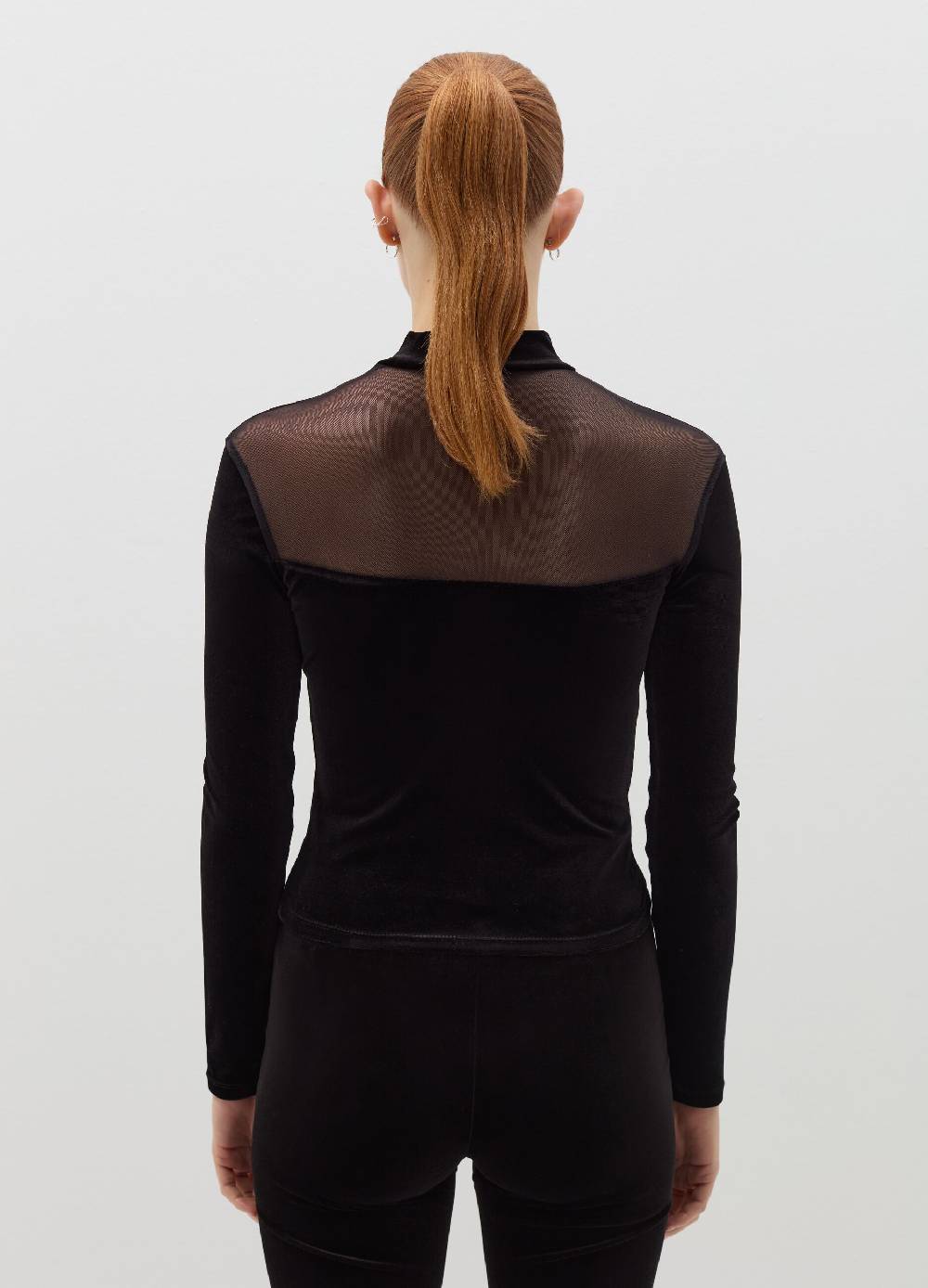 B. ANGEL T-shirt in velluto con inserto in mesh In Saldo