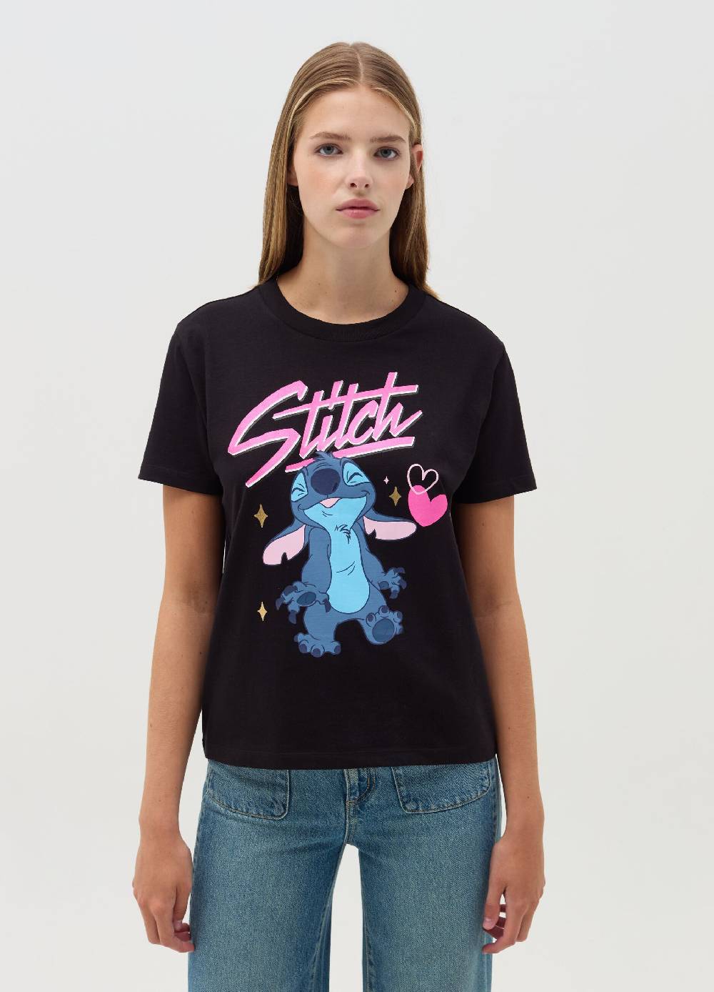 OVS T-shirt in cotone stampa Stitch Sconto