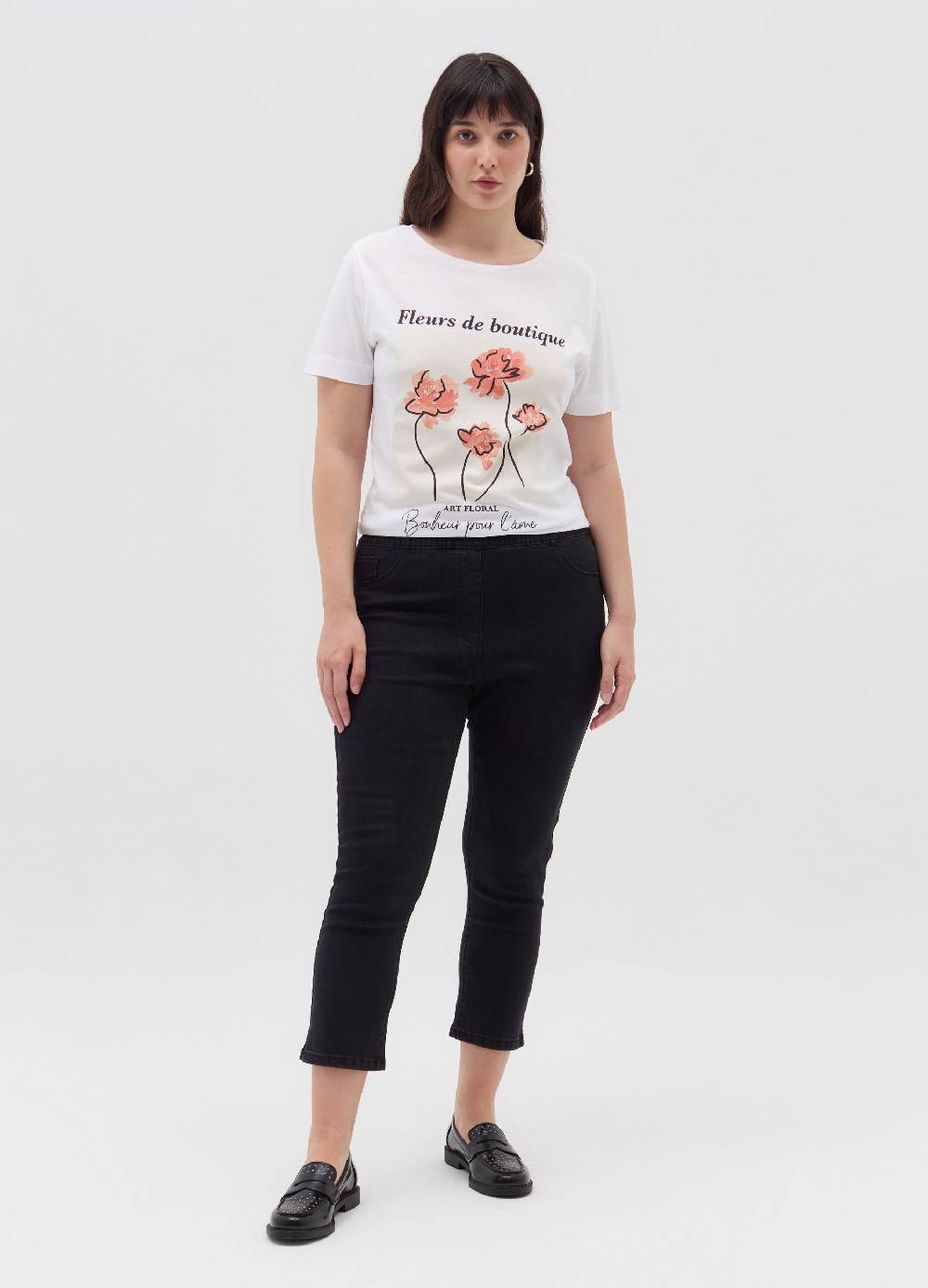 MYA T-shirt in cotone con stampa Curvy Saldi Di Fabbrica