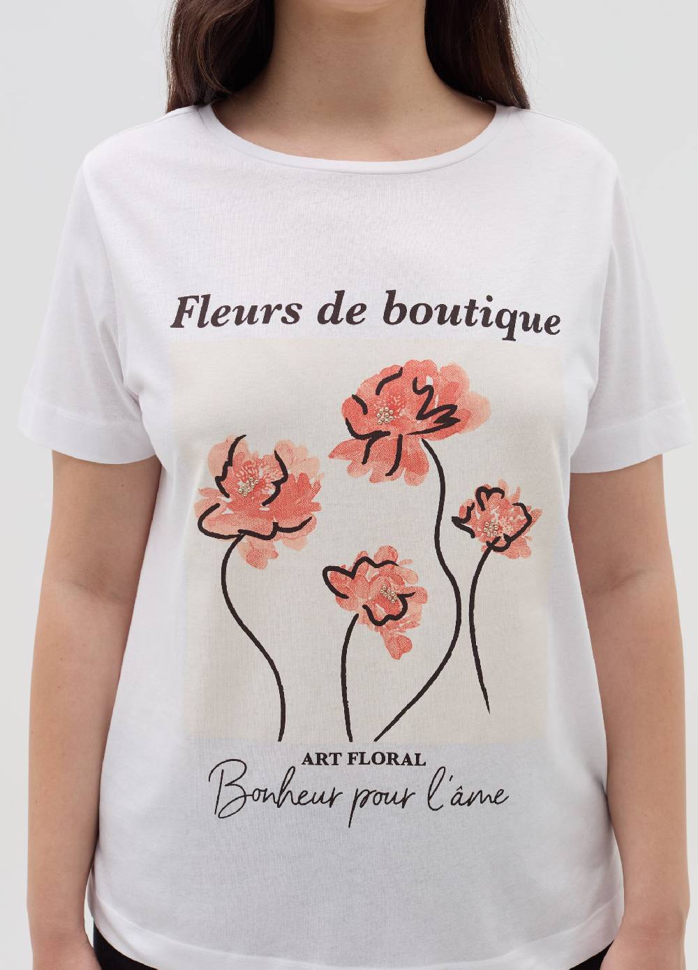 MYA T-shirt in cotone con stampa Curvy Saldi Di Fabbrica