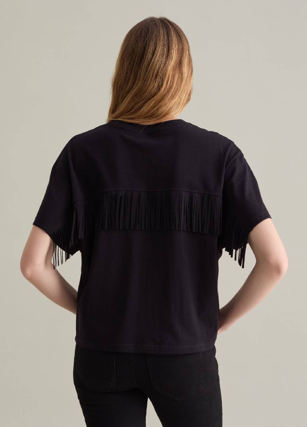 PIOMBO T-shirt in cotone con frange Vendite Flash