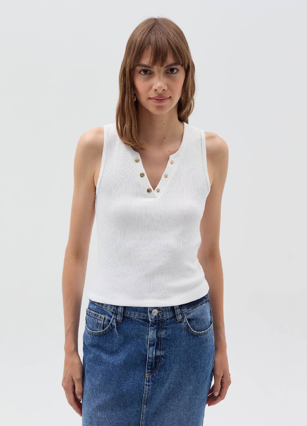 OVS Tank top scollo a V con bottoni Negozi Online