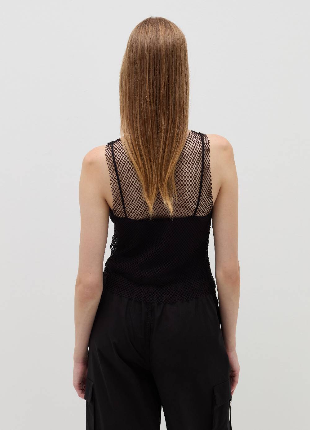 B. ANGEL Tank top in rete con micro strass Prezzo Ridotto