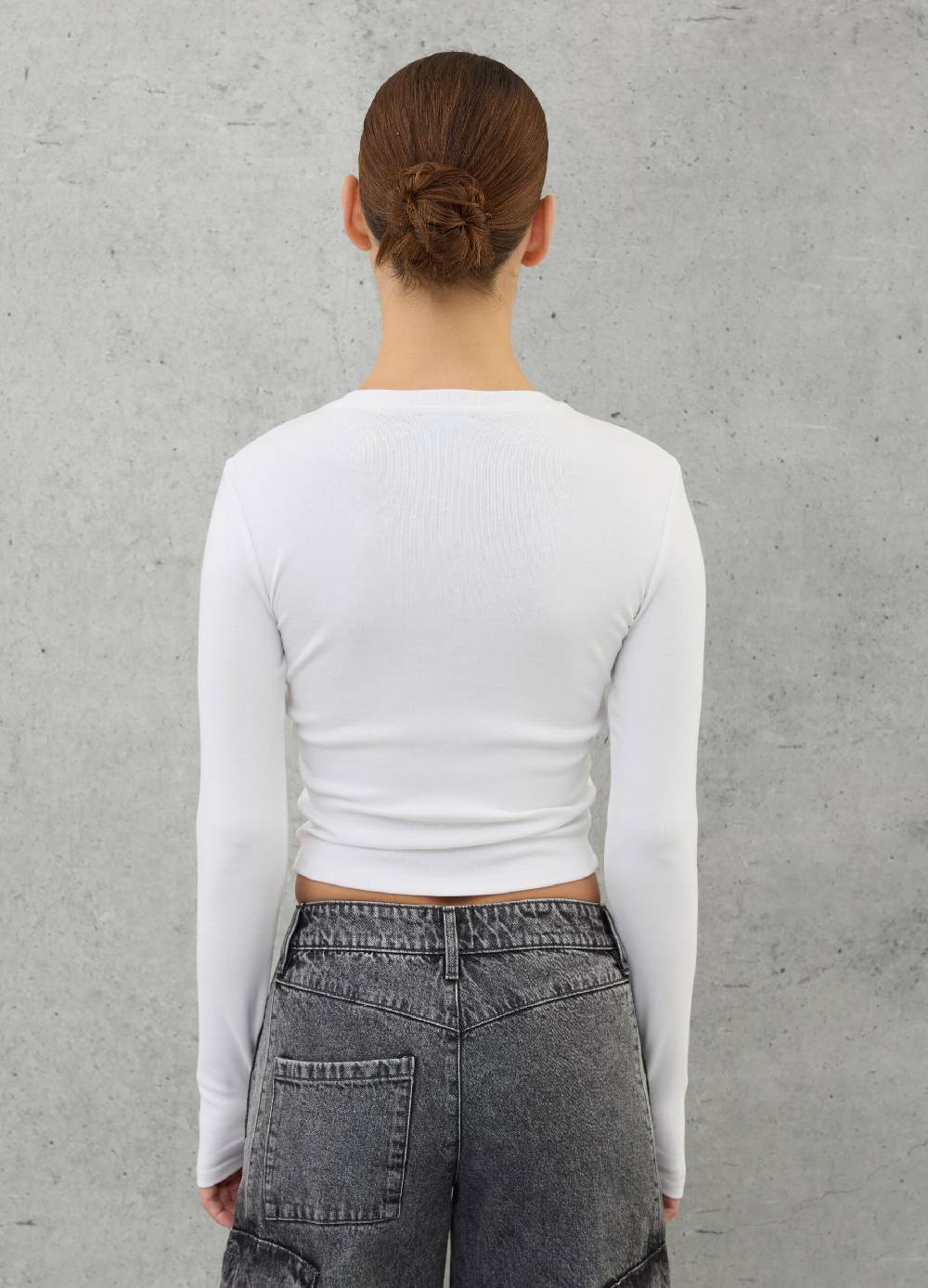 UTOPJA Crop Longsleeve T-shirt White Economico