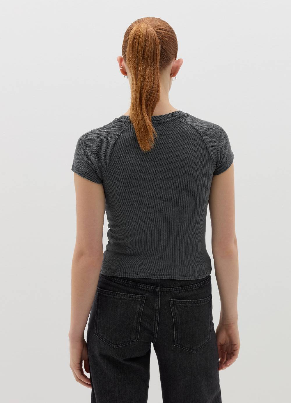 B. ANGEL T-shirt crop a costine con ricamo Online