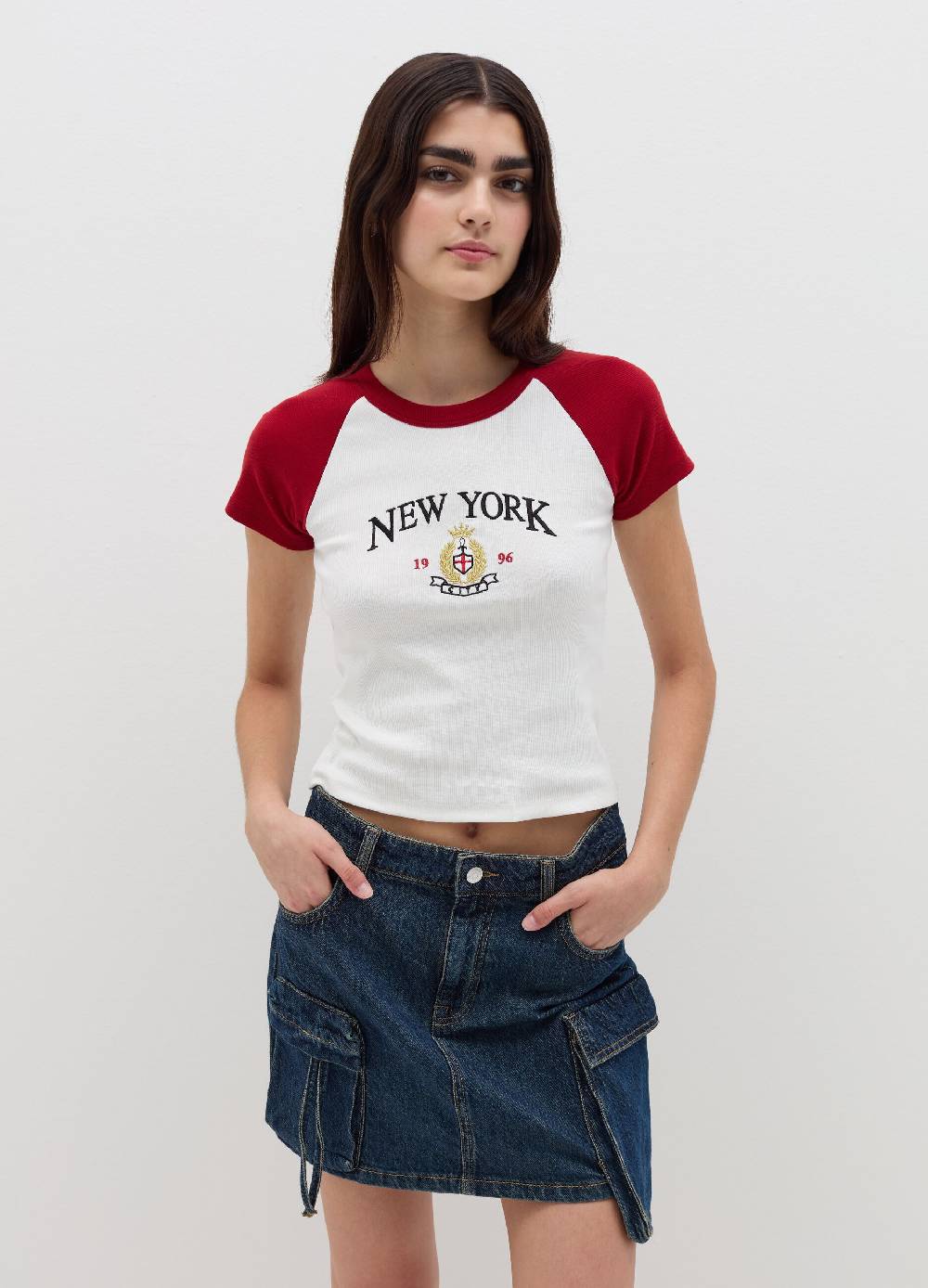 B. ANGEL T-shirt a costine con ricamo Outlet