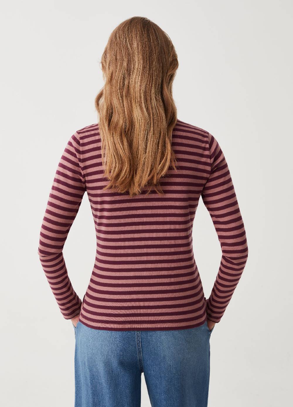 OVS T-shirt a righe con collo alto Nuova
