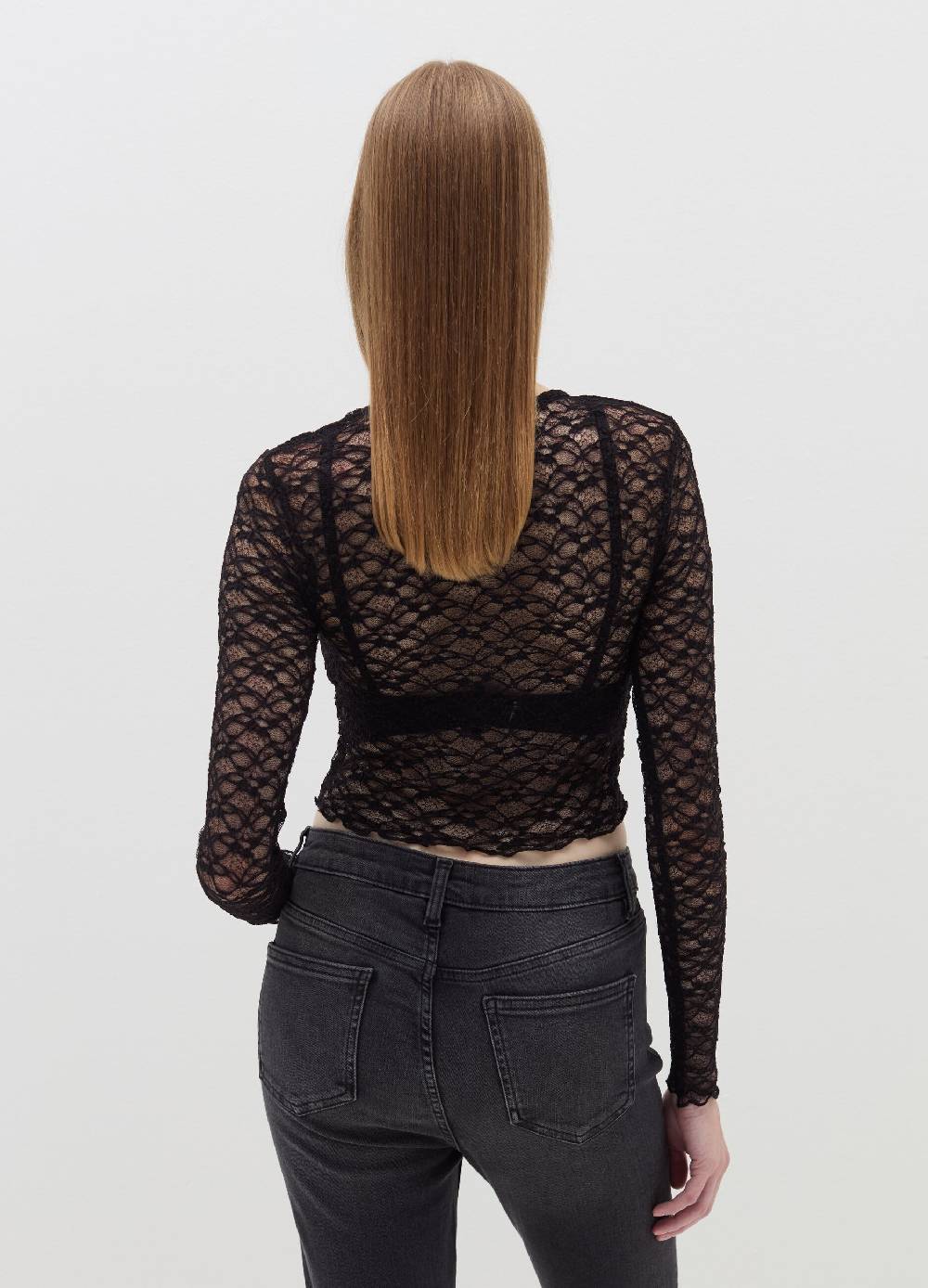 B. ANGEL T-shirt crop effetto pizzo Italia