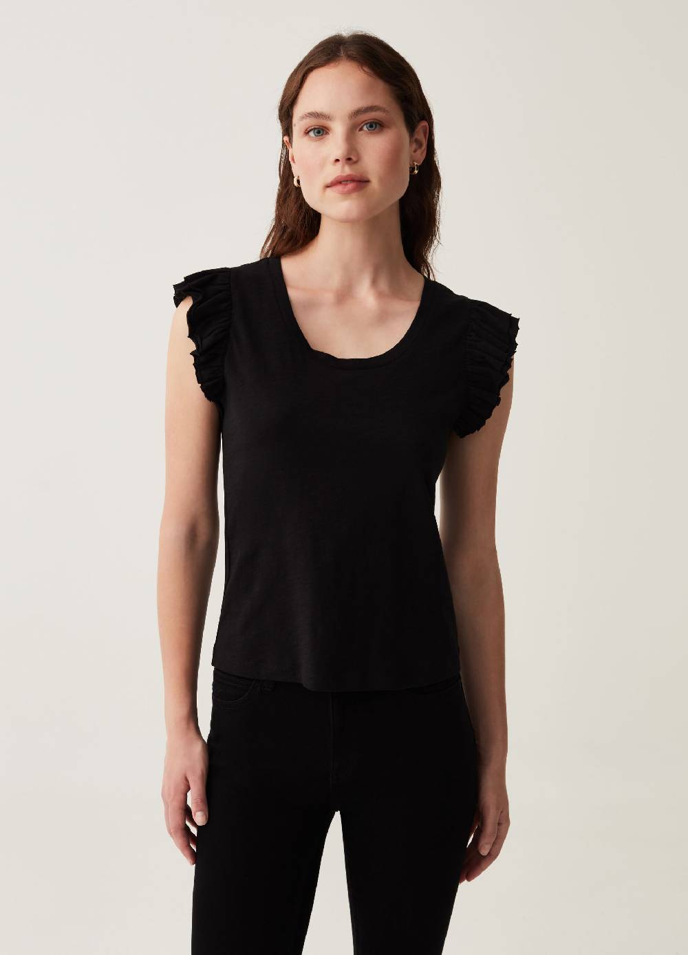 OVS Tank top in cotone slub con volant Nuovo