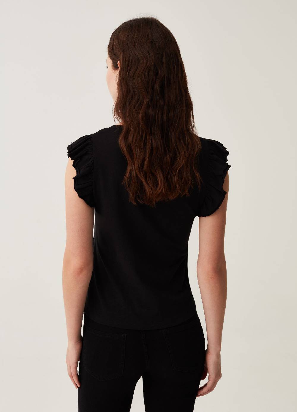 OVS Tank top in cotone slub con volant Nuovo