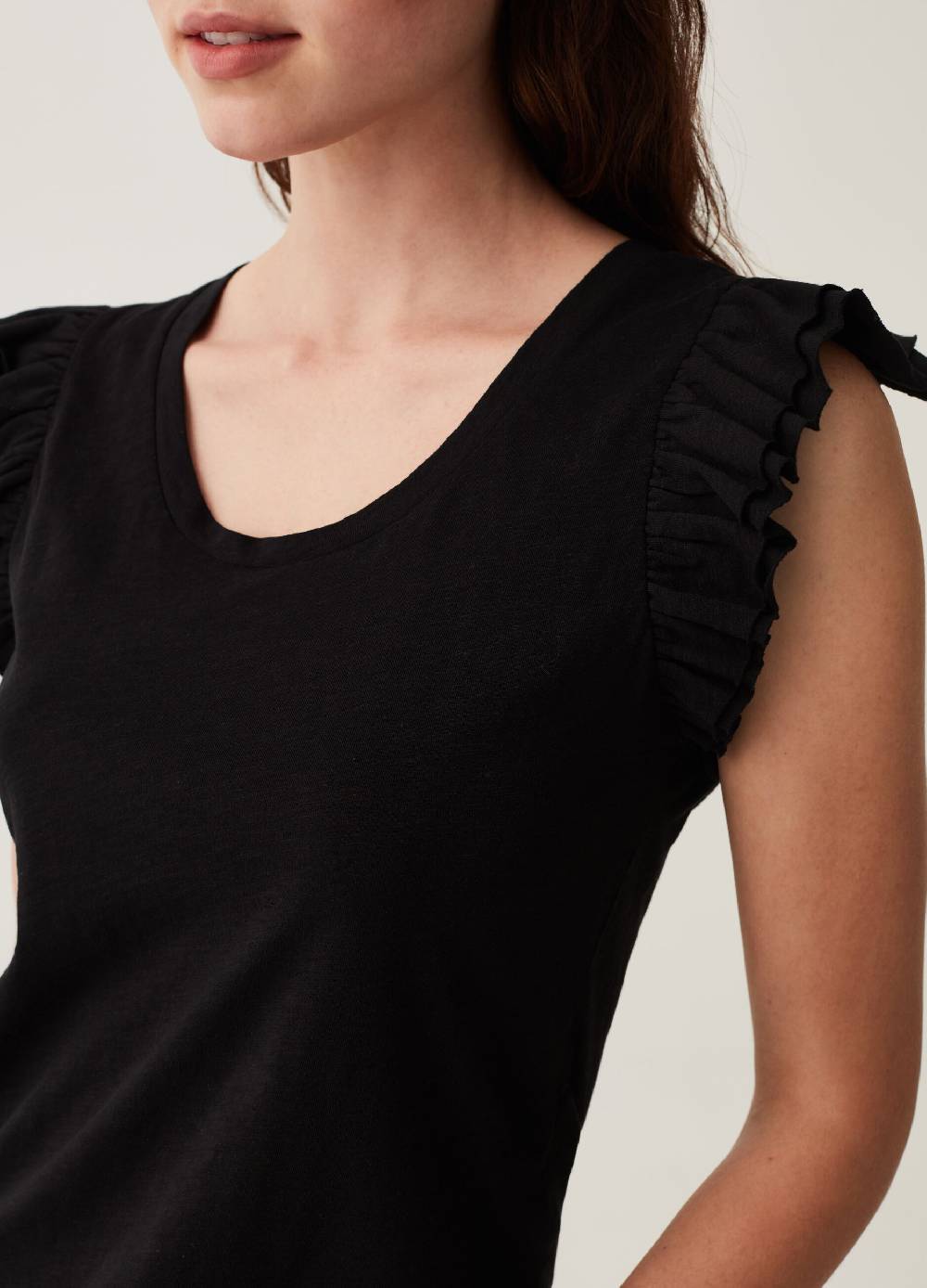 OVS Tank top in cotone slub con volant Nuovo