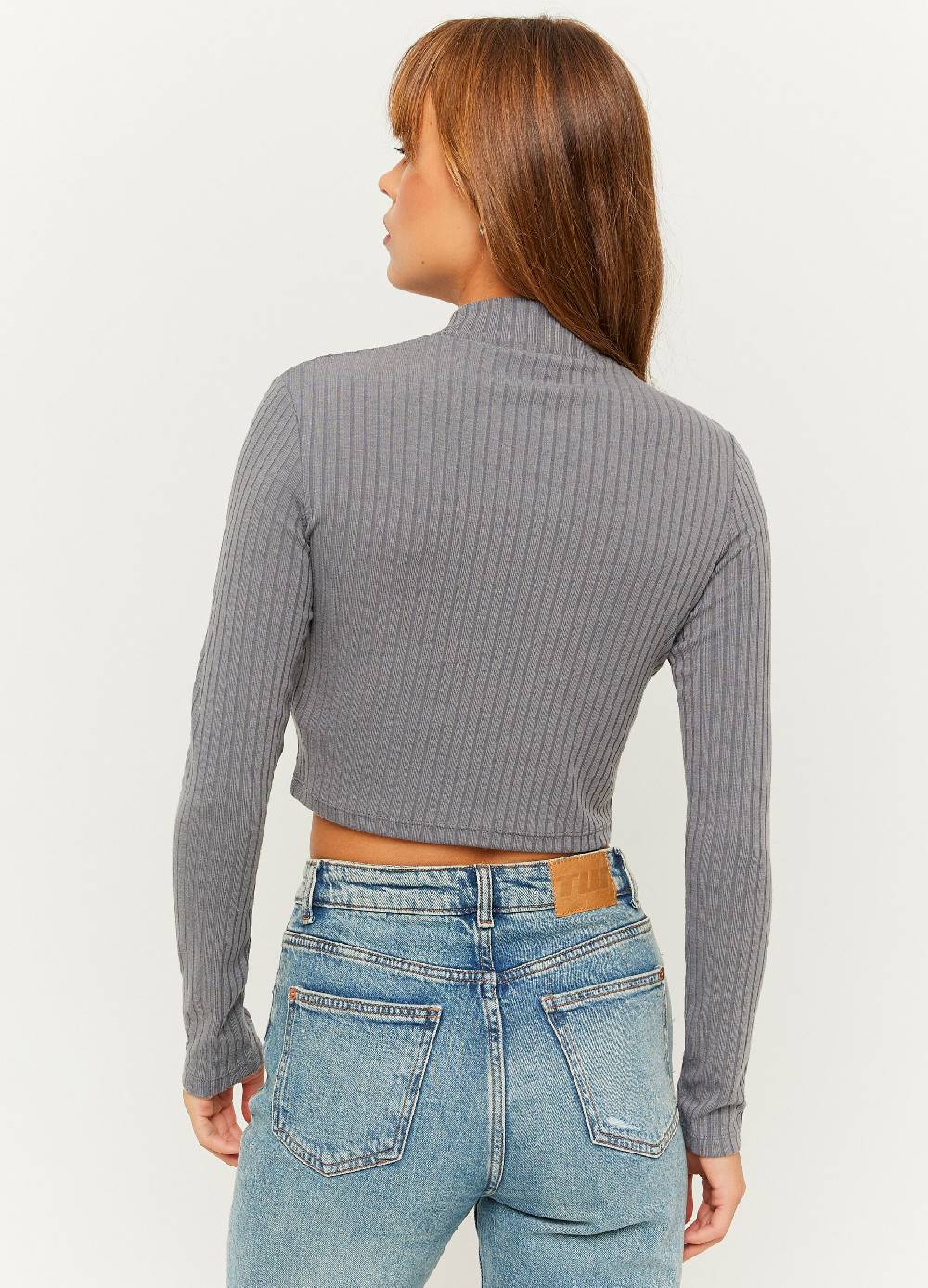 TALLY WEIJL T-shirt cropped a coste piatte mock neck Sottocosto