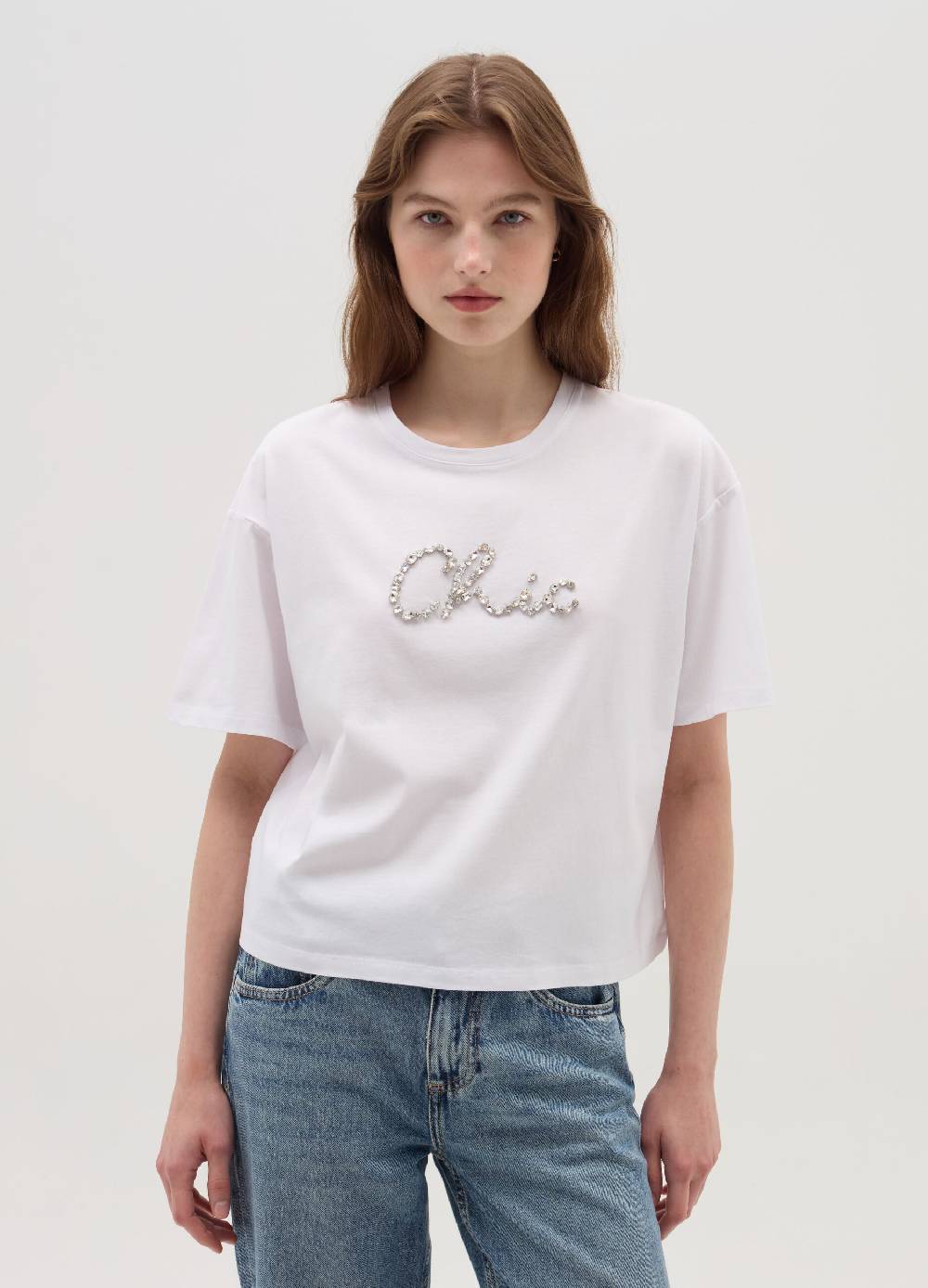 OVS T-shirt boxy fit in cotone con pietre Offerta