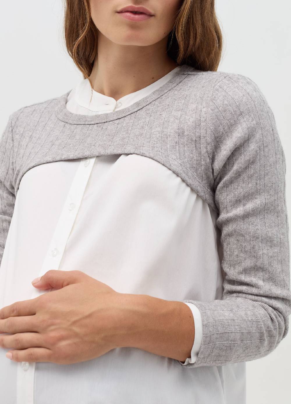 NICOL CARAMEL T-shirt premaman crop a coste piatte Saldi