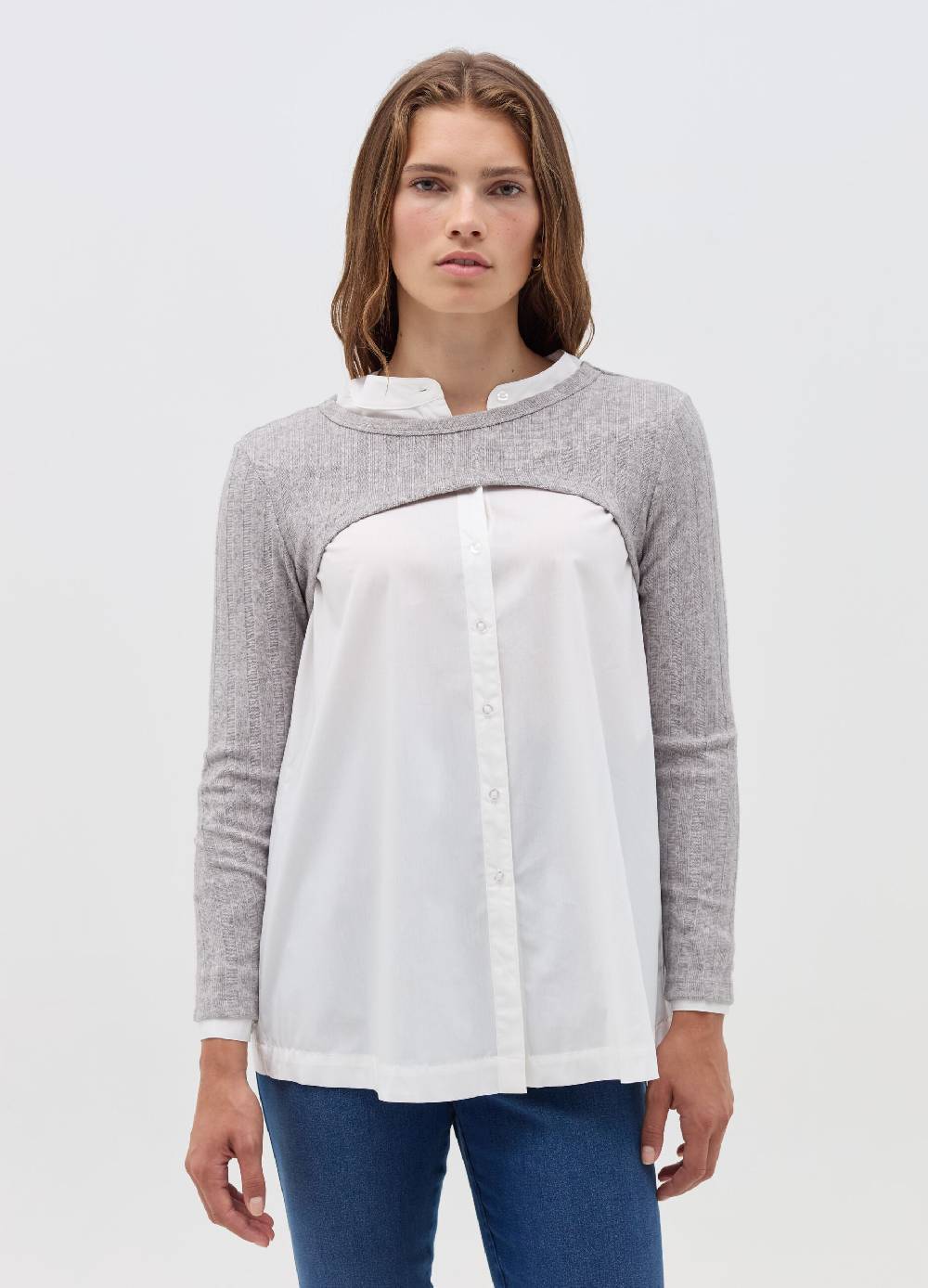 NICOL CARAMEL T-shirt premaman crop a coste piatte Saldi