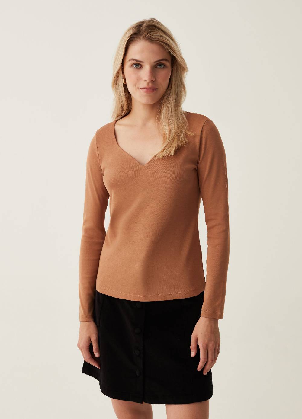 OVS T-shirt a maniche lunghe con scollo a cuore Vendite Flash