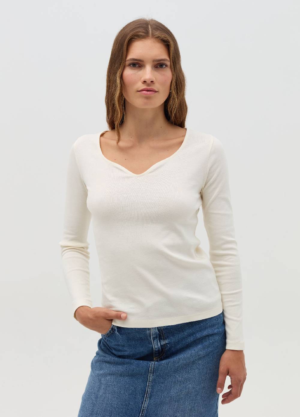 OVS T-shirt a maniche lunghe con scollo a cuore Nuovo