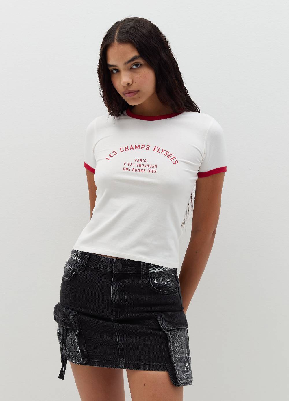 B. ANGEL T-shirt con profili a contrasto e stampa Vendita