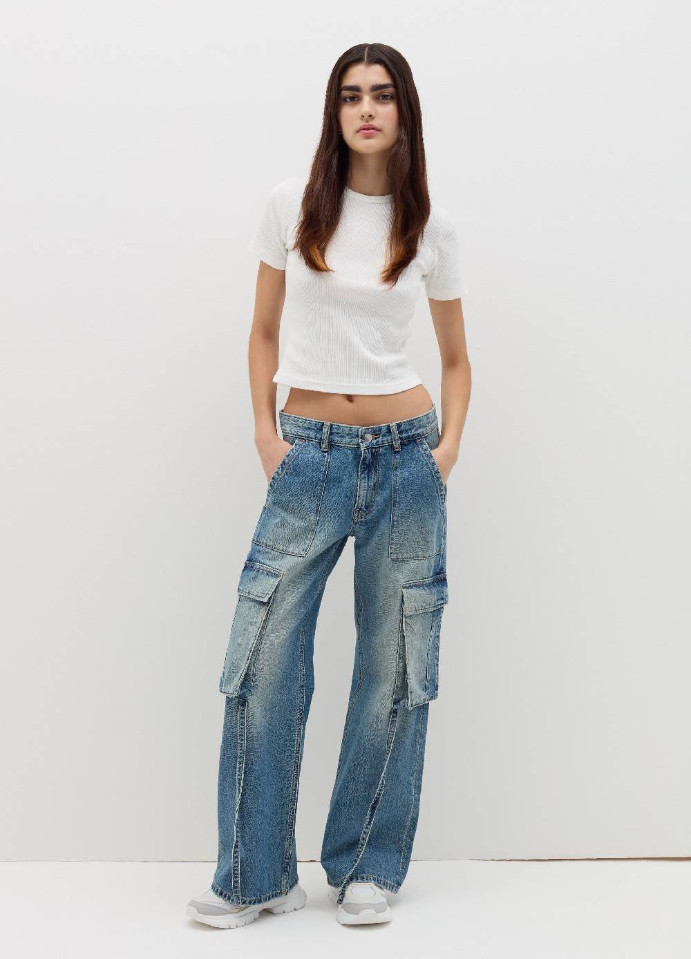 B. ANGEL T-shirt in cotone stretch a costine In Vendita