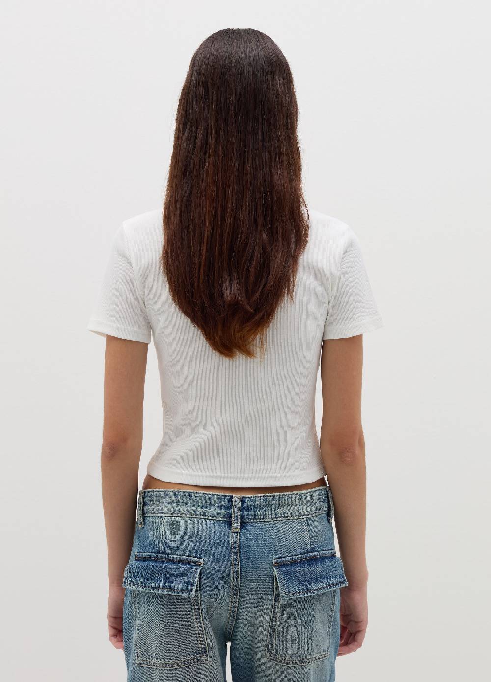 B. ANGEL T-shirt in cotone stretch a costine In Vendita