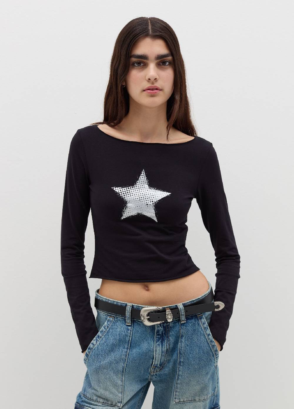 B. ANGEL T-shirt a maniche lunghe con stampa Vendita Economica