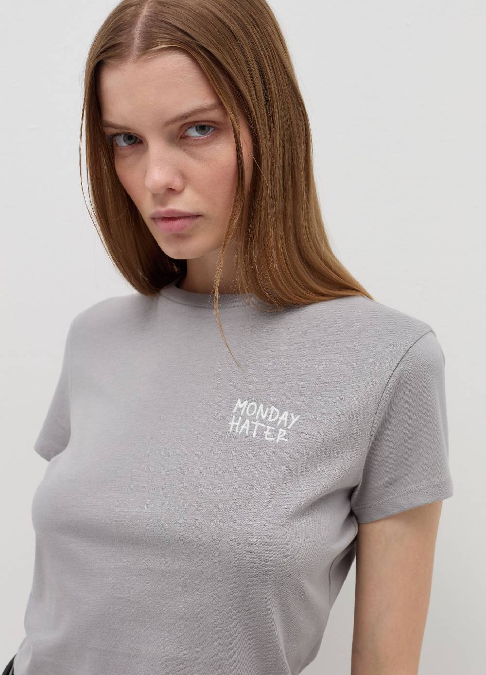 B. ANGEL T-shirt crop con ricamo lettering Italy