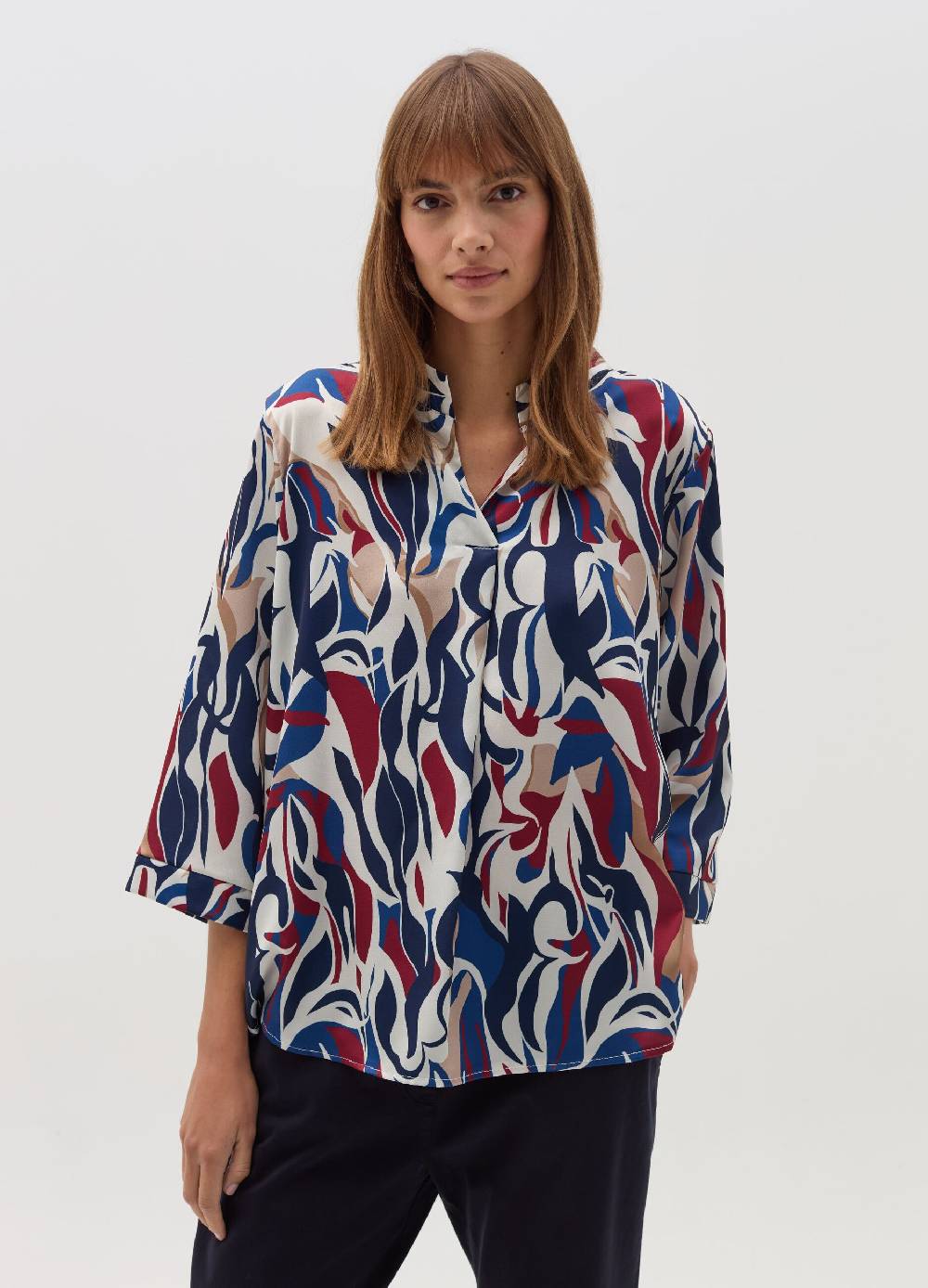 HYBRID Blusa multicolore con scollo a V Pezzi Unici