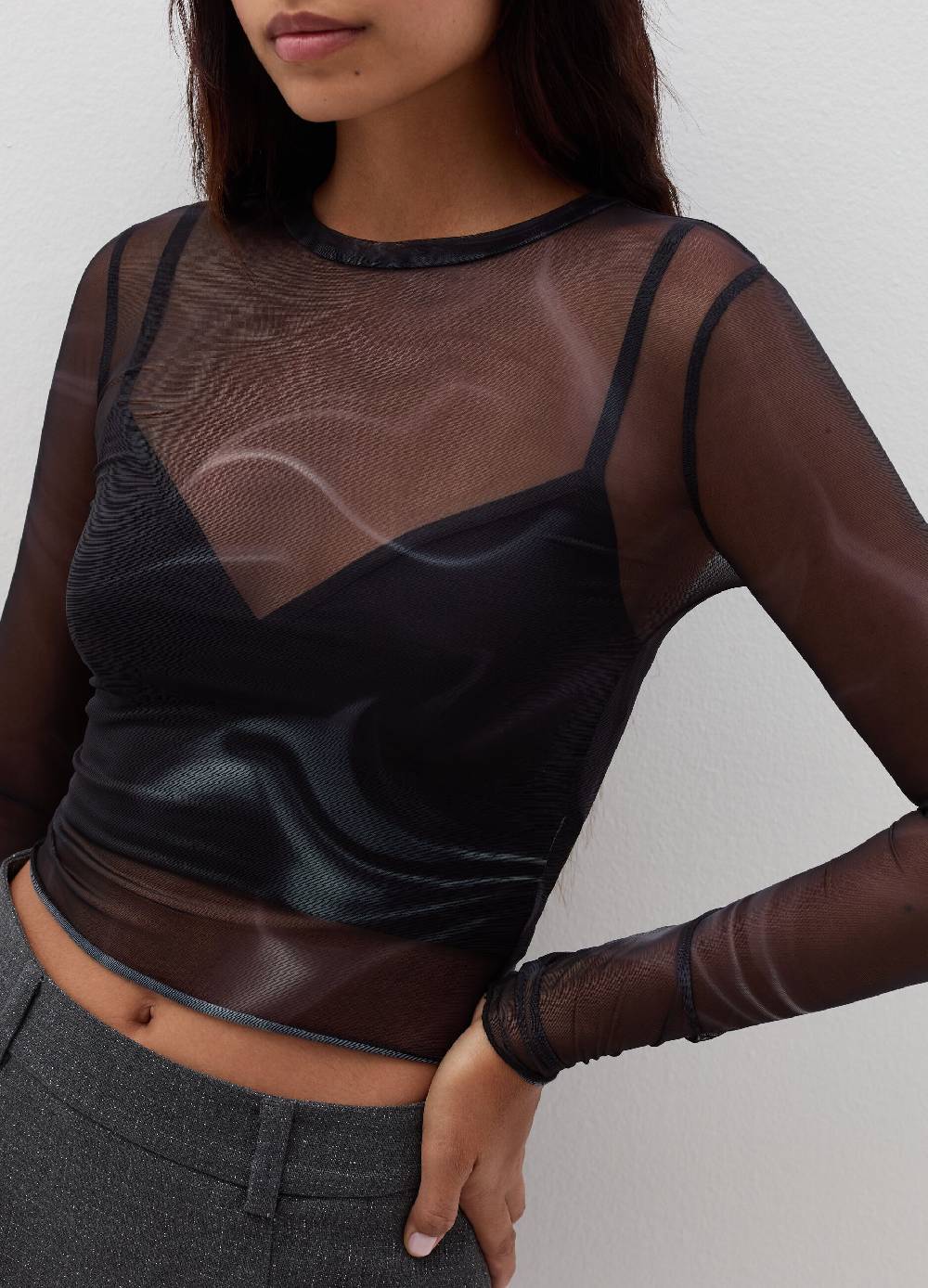 B. ANGEL T-shirt maniche lunghe in mesh con lurex Soddisfazione Garantita