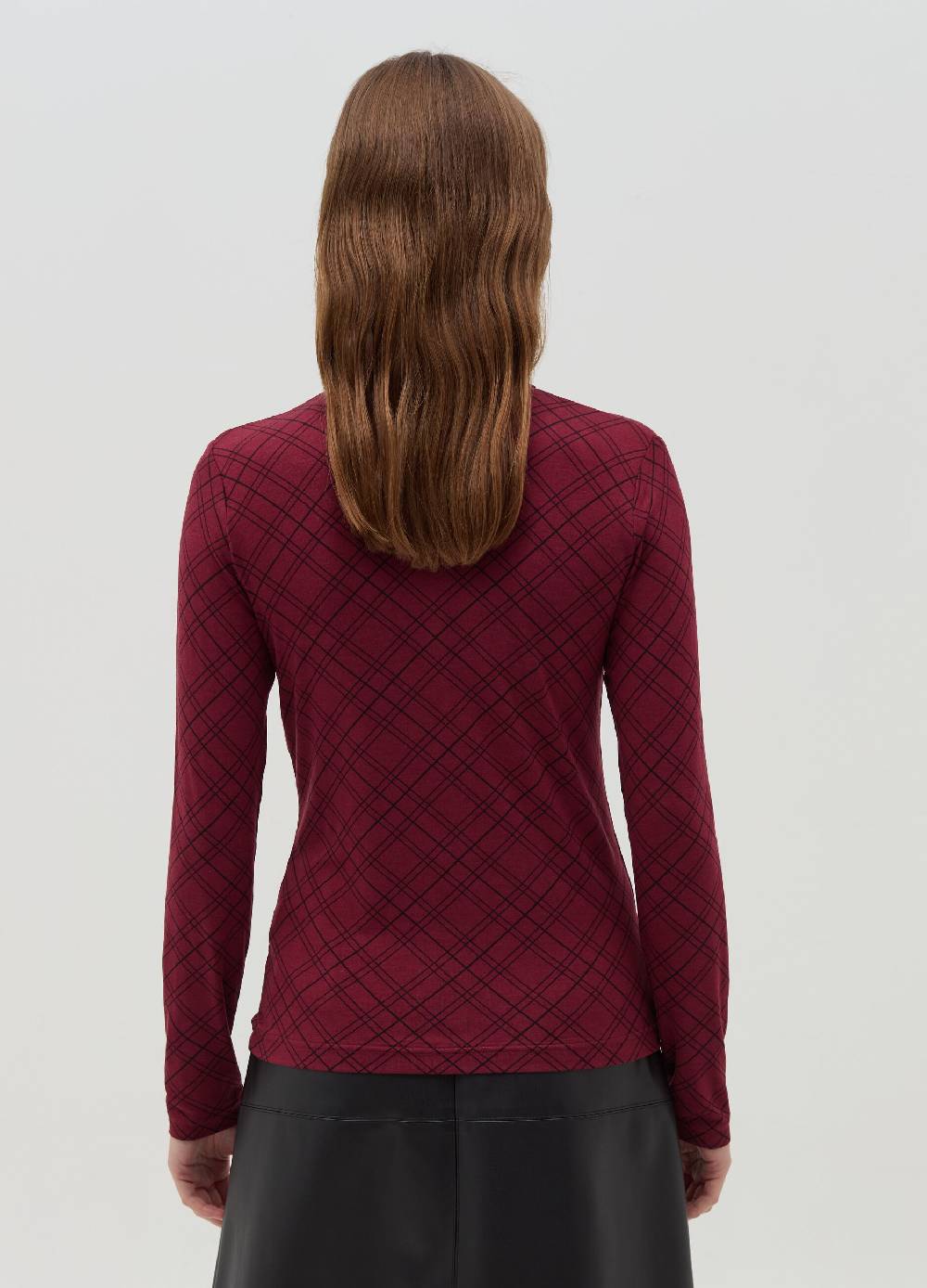 OVS T-shirt mock neck con fantasia check Offerta