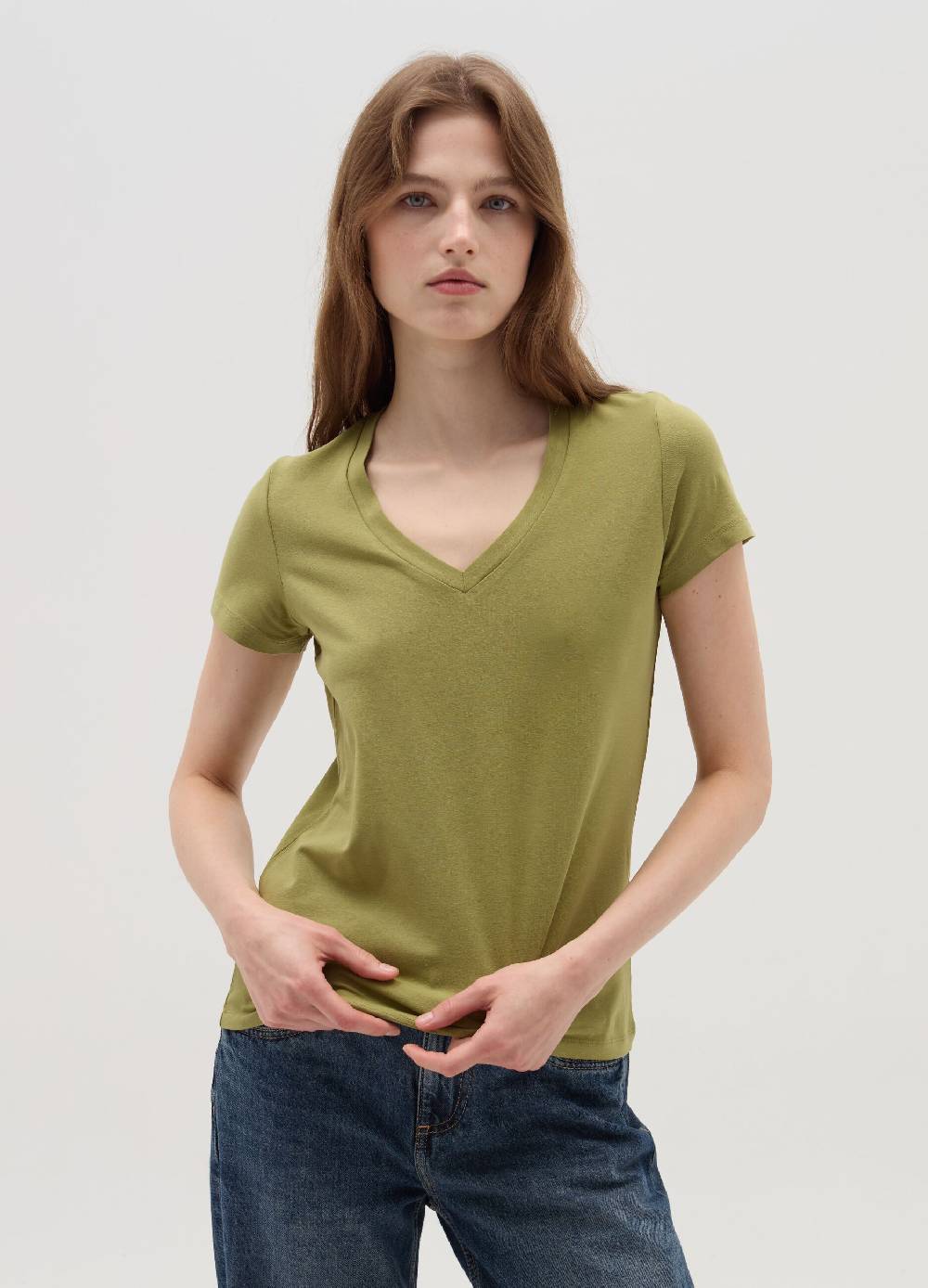 OVS T-shirt tinta unita con scollo a V Saldi