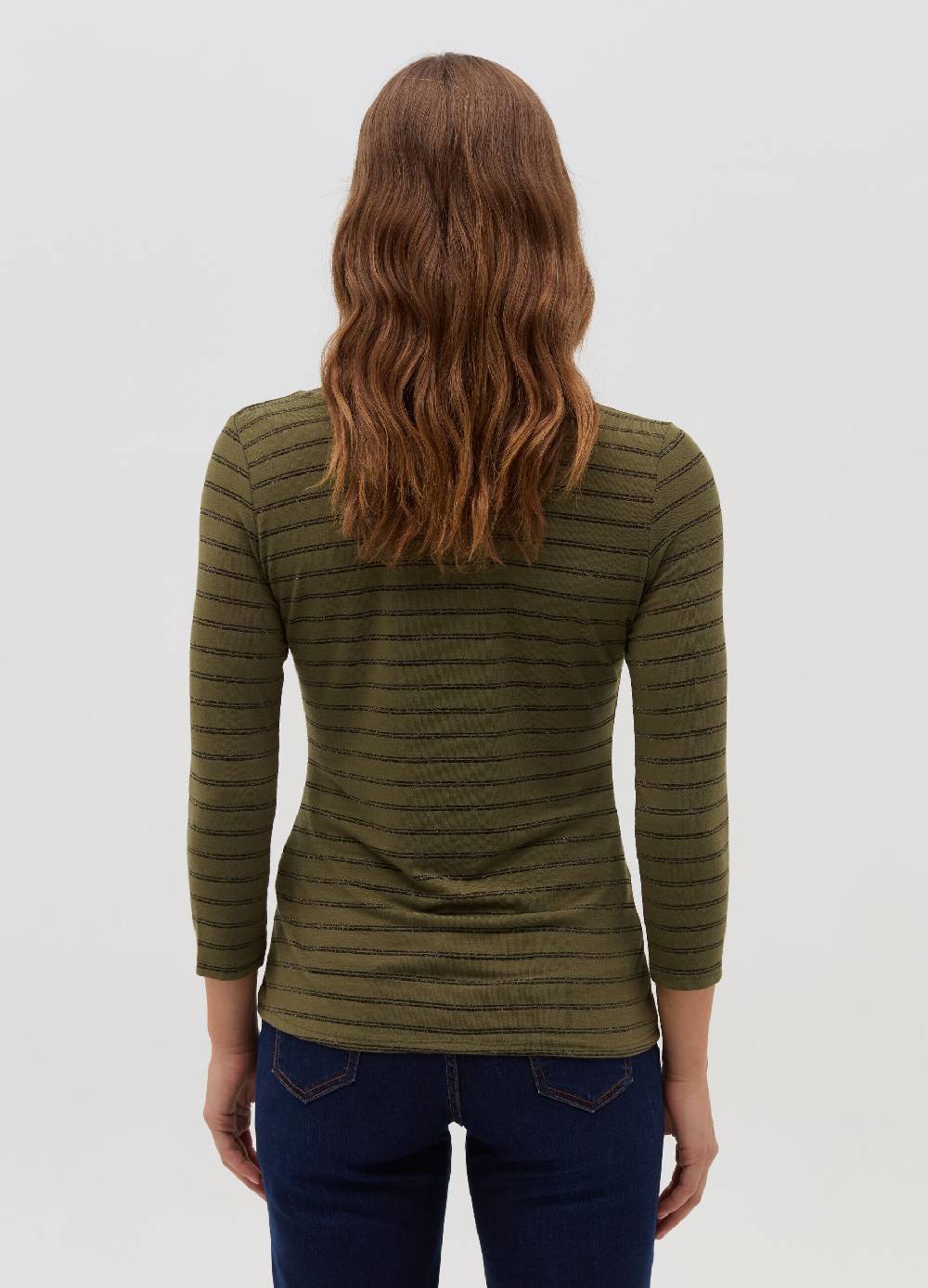 HYBRID T-shirt a righe in lurex maniche a tre quarti Offerte