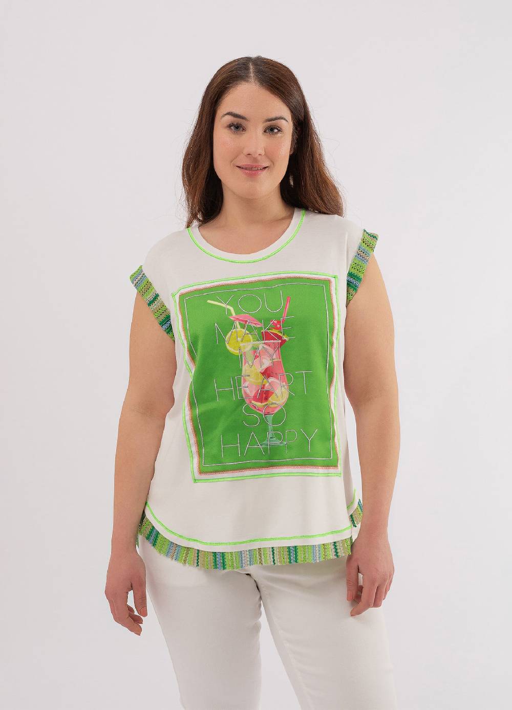 OCTOBER T-shirt con stampa cocktail Curvy Offerta Pasqua