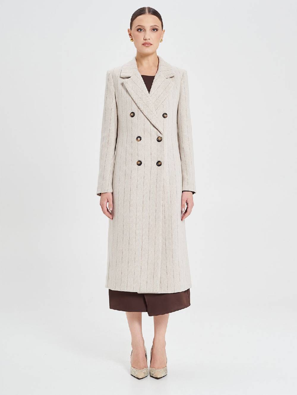 Rinascimento Cappotto Beige Spinato Vendite Flash