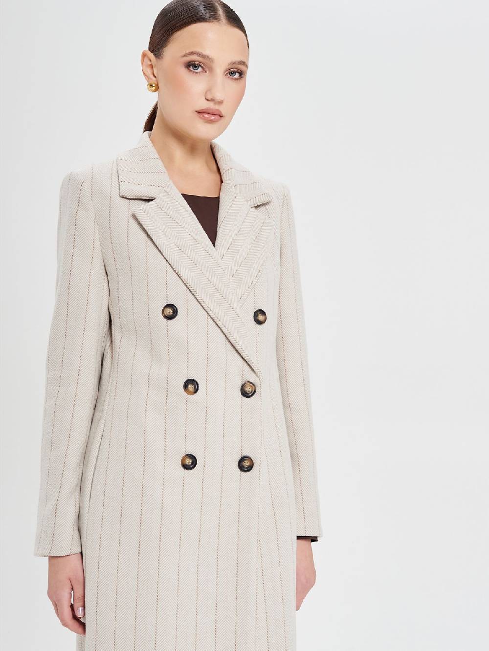 Rinascimento Cappotto Beige Spinato Vendite Flash