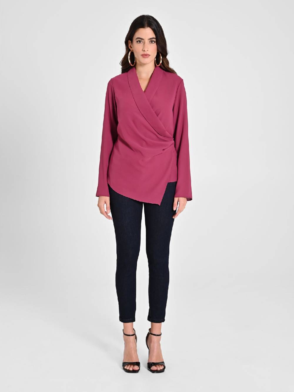 Rinascimento Blusa Bordeaux con Drappeggio Moda