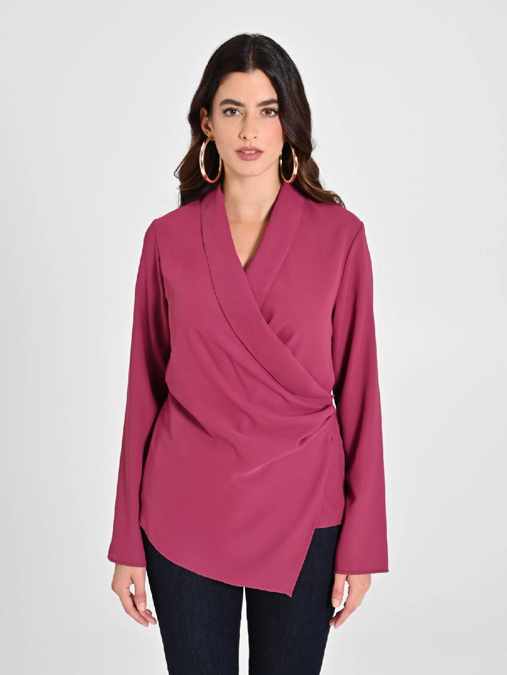 Rinascimento Blusa Bordeaux con Drappeggio Moda