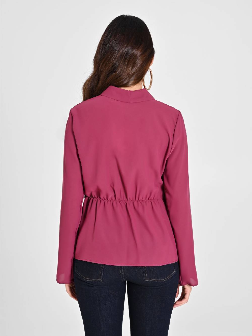 Rinascimento Blusa Bordeaux con Drappeggio Moda