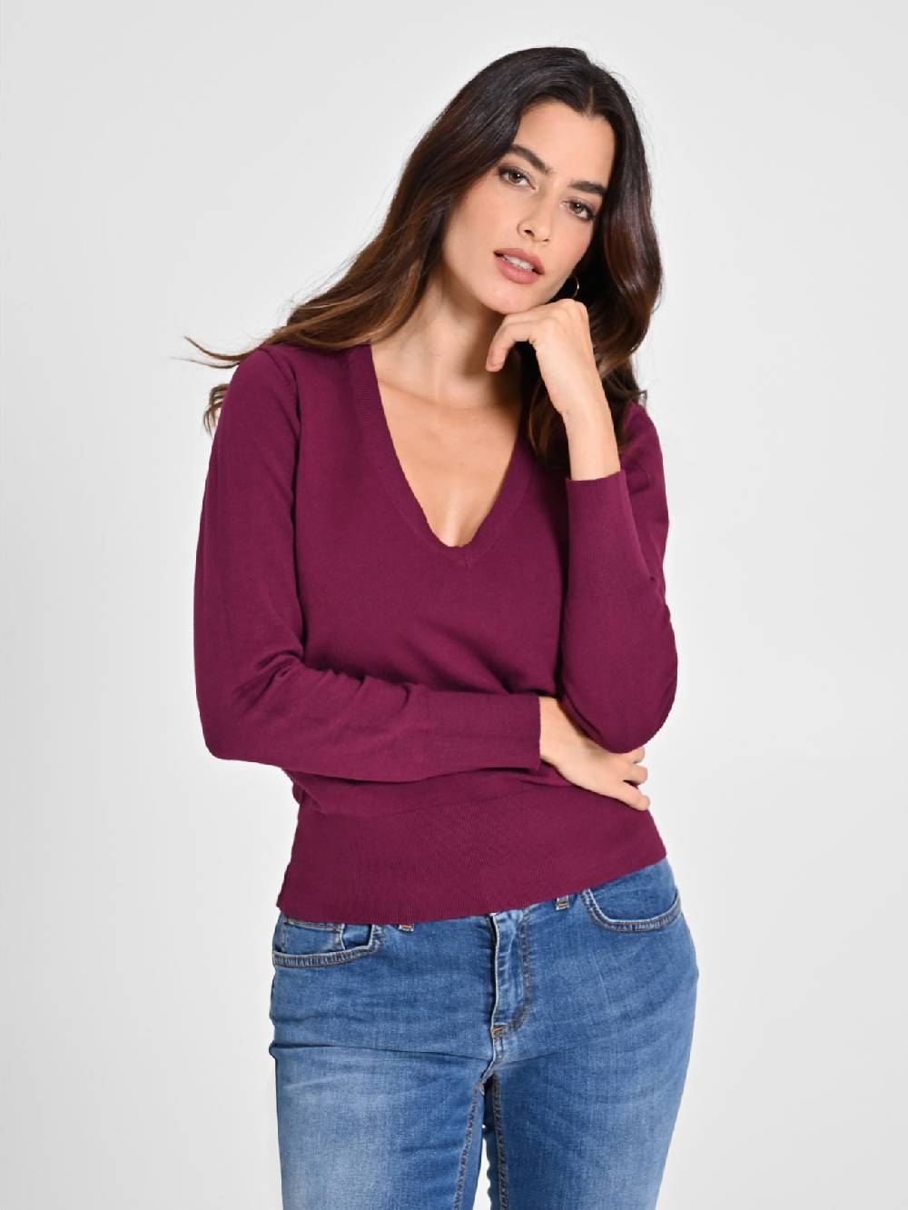 Rinascimento Maglia con Scollo a "V" Bordeaux Ecotec® 2025