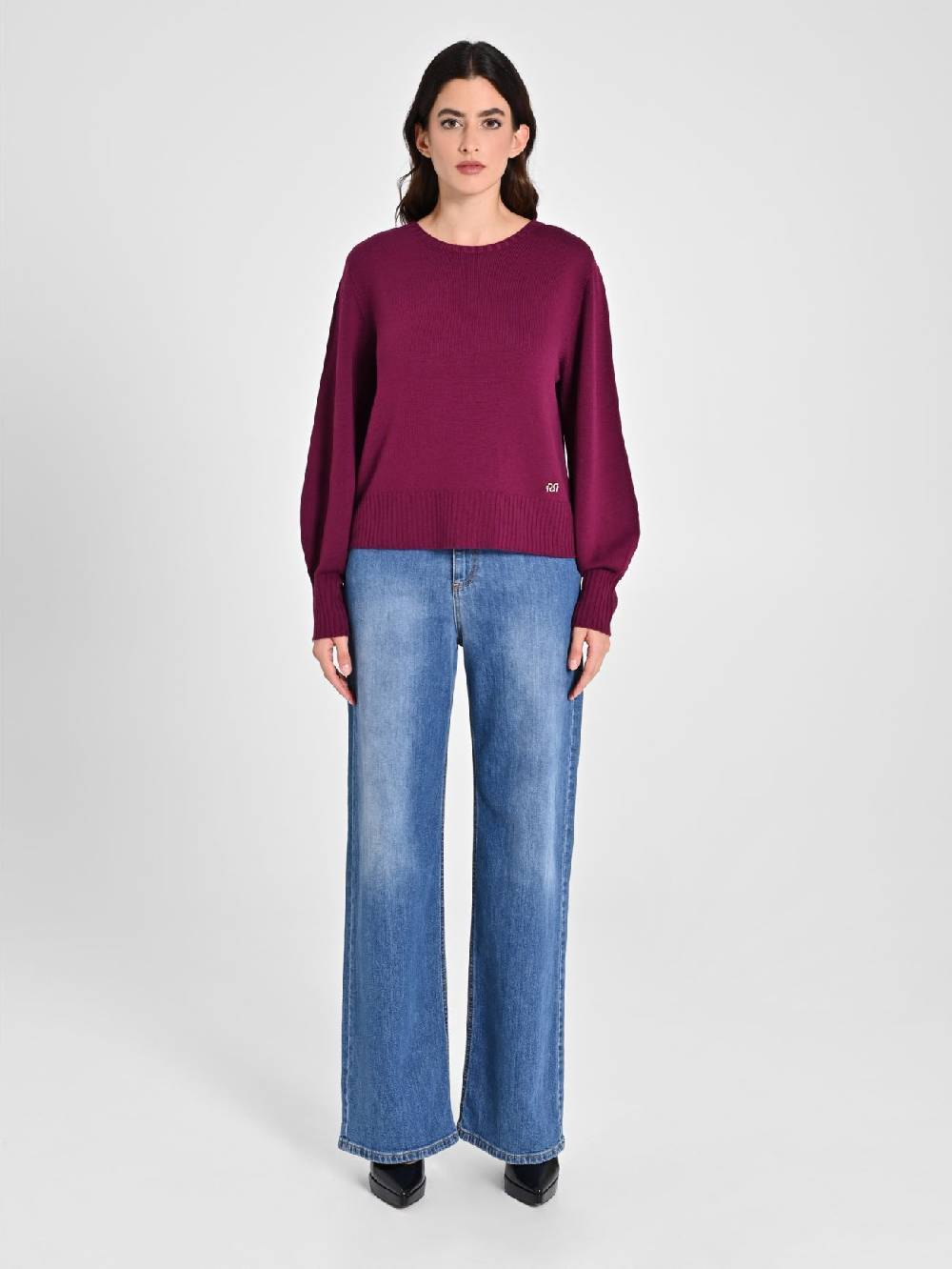Rinascimento Maglioncino Lana Merino Extrafine Bordeaux Italy