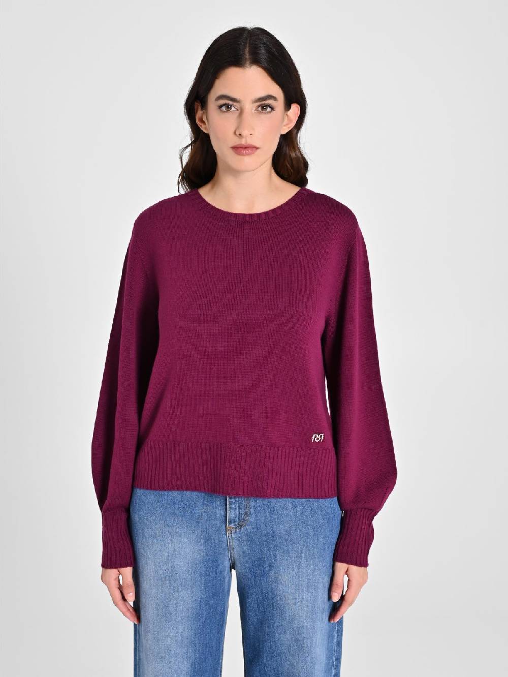 Rinascimento Maglioncino Lana Merino Extrafine Bordeaux Italy