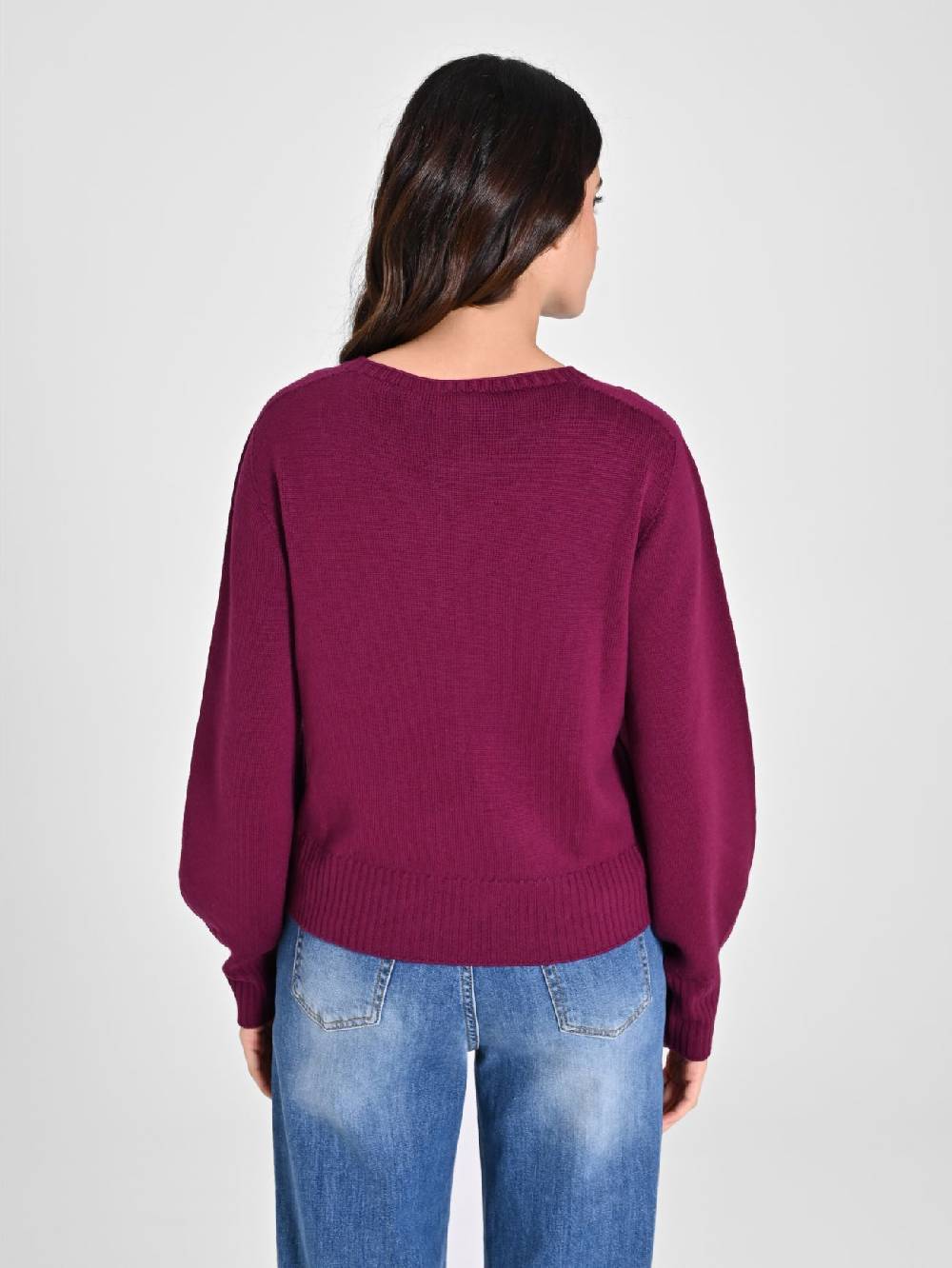 Rinascimento Maglioncino Lana Merino Extrafine Bordeaux Italy