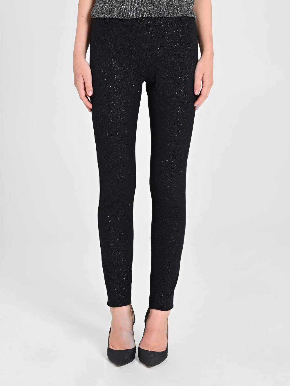 Rinascimento Pantaloni Glitter Neri 2025