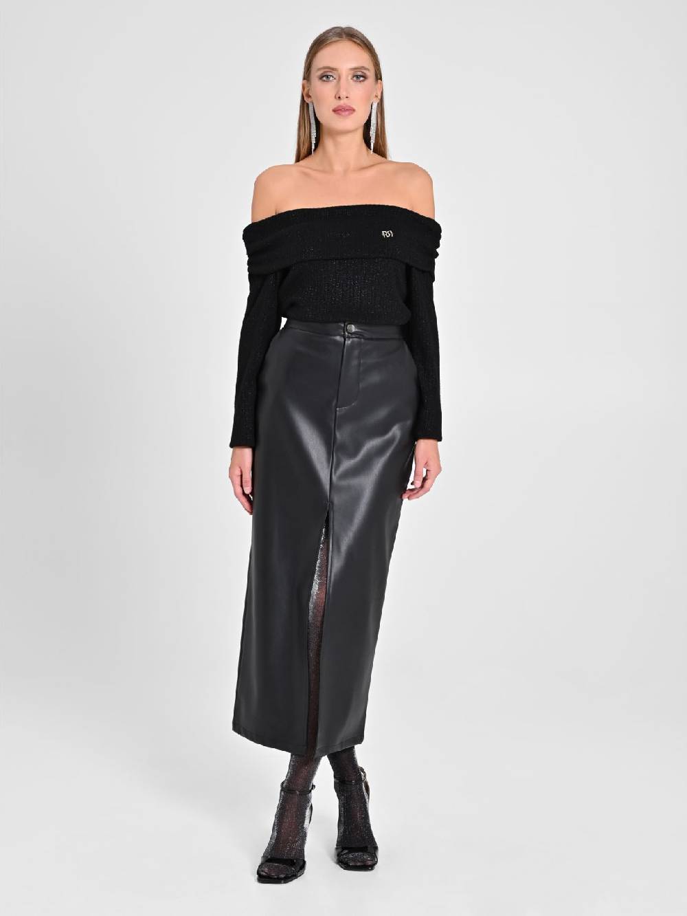 Rinascimento Maglia Lurex Nera In Linea