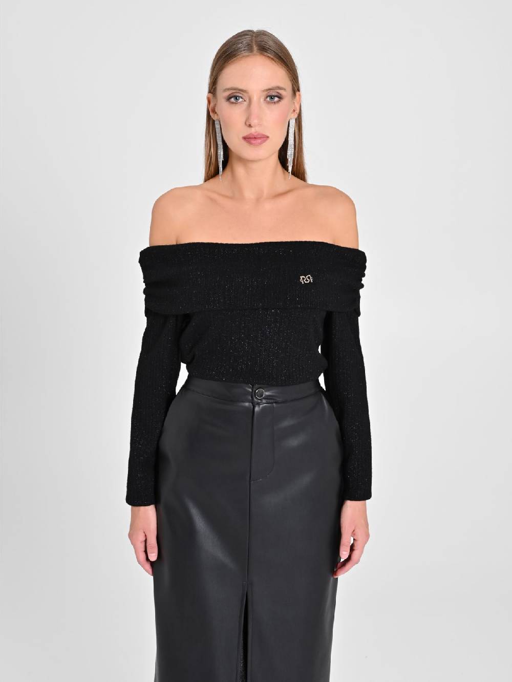 Rinascimento Maglia Lurex Nera In Linea