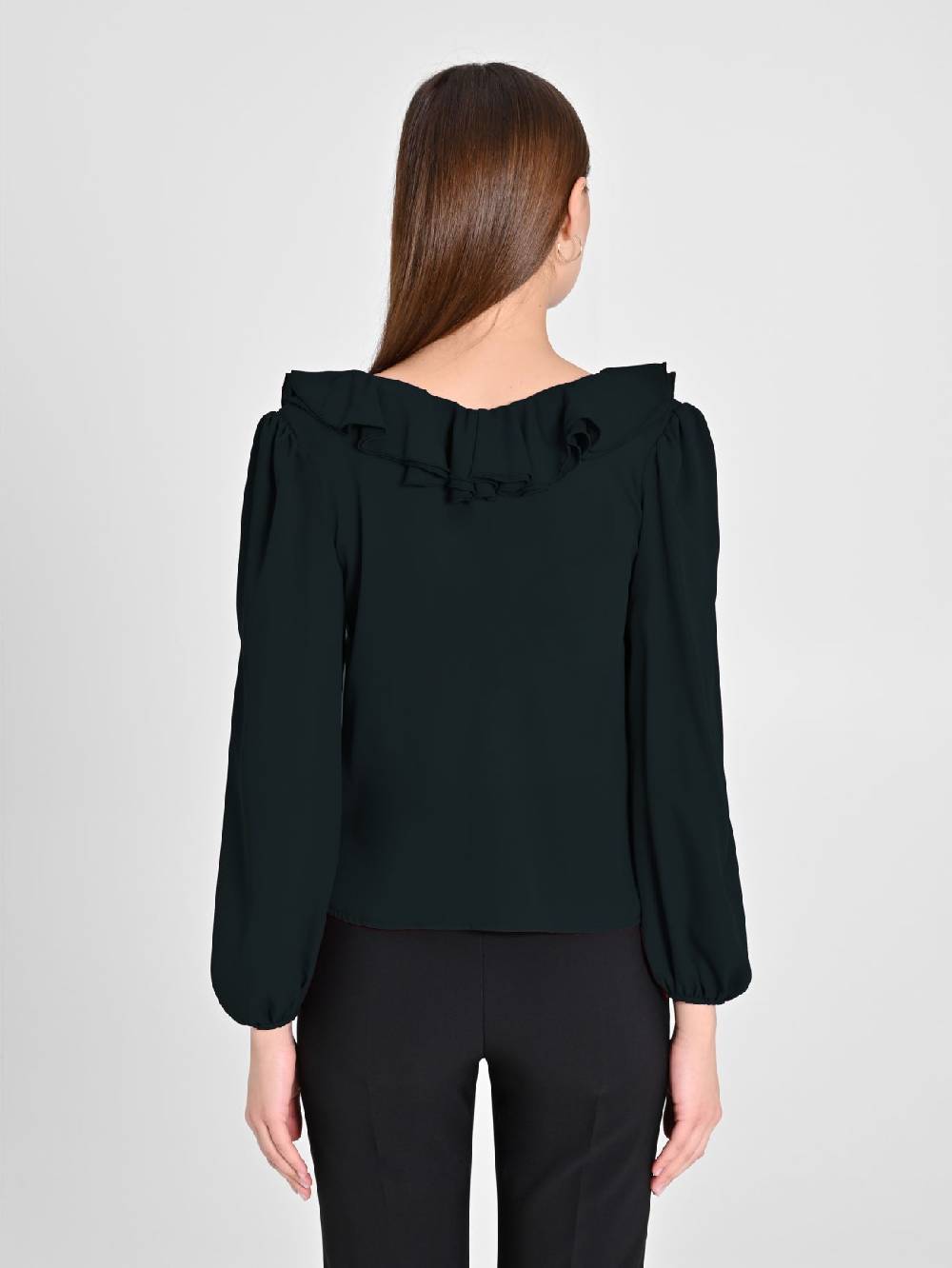 Rinascimento Blusa Nera con Rouche Consegna Veloce